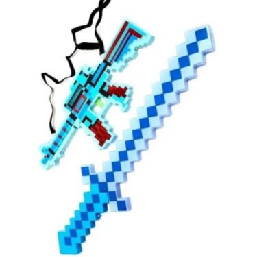 Imagem de Kit Espada e Arma de Brinquedo de Diamante, Luzes e Sons, Cores Sortidas