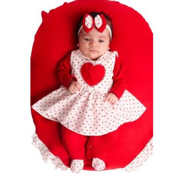 Imagem de Saída Maternidade Menina Love 4 Peças Coraçãozinho Roupas de Bebê - Jo