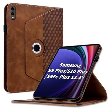 Imagem de Varohix Capa para Samsung Galaxy Tab S10 Plus 2024/ S9 Plus/S9FE Plus 12,4, capa protetora de couro PU com rotação de 360 graus com hibernar/despertar automático, suporte para cartão e alça de ombro