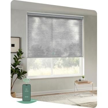 Imagem de Yoolax Persianas motorizadas, persianas remotas com filtragem de luz para janelas internas, sem fio, automático, controle de aplicativo para quarto, sala de estar, escritório (50% de sombreamento