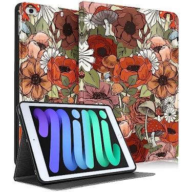 Imagem de Uppuppy Capa para Apple iPad Mini 5/4/3/2/1, para iPad Mini 5ª/4ª/3ª/2ª/1ª Geração, Capa Infantil Fofo Kawaii Fofo Feminina, Adolescentes, Meninas, Cogumelo, Flor, Capa para iPad Mini de 7,9 polegadas