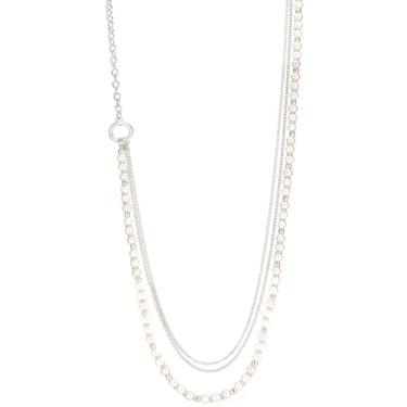 Imagem de Colares de pérolas longas de prata para mulheres, colar de corrente com contas de pérolas, presentes para mães, bijuterias elegantes para mulheres, Pérola, Sem Pedra Preciosa