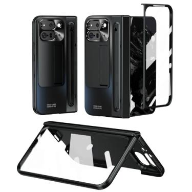 Imagem de Eilkmcre Capa dobrável para Google Pixel 10 Pro com protetor de tela e suporte, capa de celular de corpo inteiro com suporte para caneta S e Stylus Slim à prova de choque para Pixel 10 Pro Fold, preta