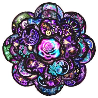 Imagem de 60 adesivos neon de Halloween para crianças, decalques mágicos de bruxas à prova d'água para garrafa de água, decoração de laptop de vinil para adolescentes, meninas, meninos, prêmios de sala de aula