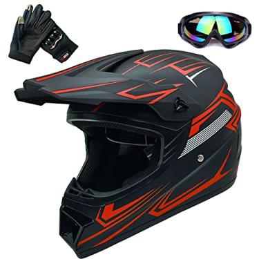 Imagem de Capacete de motocross moda jovem capacete unissex adulto ATV off-road mountain bike capacete vermelho aprovado pelo DOT (VERMELHO-L)