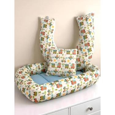 Imagem de Kit Ninho Redutor + Almofada Amamentação Safari Carrinhos - Carinha de