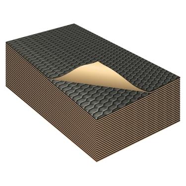 Imagem de X AUTOHAUX 24 peças 100 mil 2,5 mm 25 pés quadrados tapete de amortecimento de som de carro borracha butílica proteção térmica amortecimento material para capô barco capa de motor 40 x 25 cm hexagonal