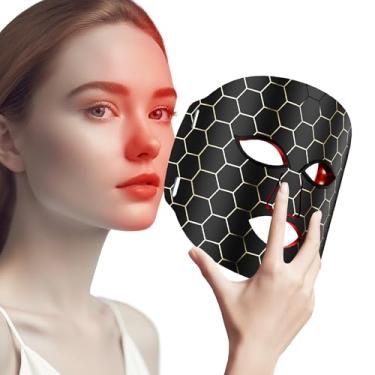 Imagem de Terapia de luz vermelha para o rosto – 7 modos de máscara facial de LED portátil com controle remoto recarregável de 800 mAh, 288 LEDs para antienvelhecimento e calmante, verde e azul e máscara