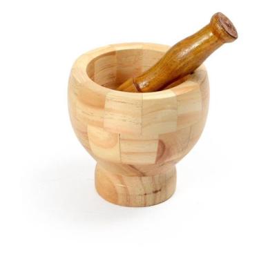 Imagem de Pilão Madeira Bambu Com Socador Moedor Temperos Triturador - Sweet Hom