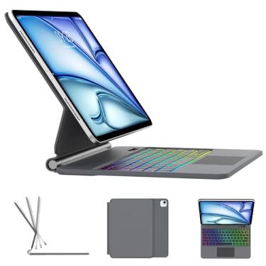 Imagem de Capa Magic Keyboard para iPad Air de 11 polegadas (M3 2025, M2 2024) e iPad Pro de 11 polegadas (4ª/3ª/2ª/1ª geração), iPad Air 5ª/4ª geração com teclado, retroiluminado, suporte cantilever flutuante
