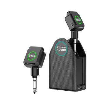 Imagem de SWIFF Sistema de guitarra sem fio de 5,8 GHz com estojo de carregamento, transmissor sem fio, receptor suporta vários canais, vida útil da bateria de 20H para instrumentos elétricos (WX503)