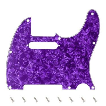 Imagem de Banworks 4 Ply Tele Pickguard 8 furos para guitarra elétrica Pickguard placa para USA/Mexican Fender Modern Style Standard Tele Telecaster JT/HB-03 roxo pérola