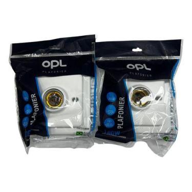 Imagem de 2un Plafon Soquete Porcelana Quadrado Opl Branco