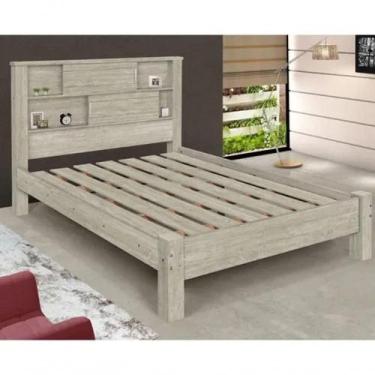 Imagem de Cama Casal Cabeceira Com Nichos E Portas Veneza Artico Carmolar - CARM