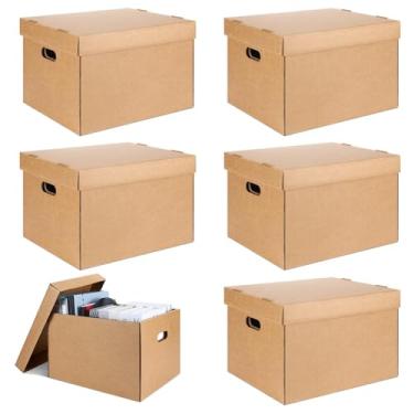 Imagem de Kritkin 5 caixas de armazenamento de arquivos sem ácido a granel 38 x 30 x 25 cm sem ácido caixa de armazenamento de fotos de papelão ondulado tamponado para armazenar documentos, revistas, fotos