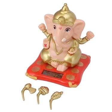 Imagem de Estátuas de Elefante Ganesha Movidas a Energia Solar Presentes Ideais para Amantes de Ioga Cultura Indiana (Cor da carne)
