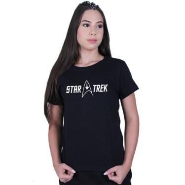 Imagem de Camiseta Baby Look Feminina Star Trek Jornada Estrelas - Lafre, Preto,