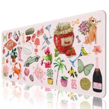 Imagem de NXZGO Tapete de mesa, protetor de borrão de couro rosa, tapete de mouse grande 2GG, mouse pad para computador portátil, para desktop, à prova d'água, para escrita, antiderrapante, para escritório e