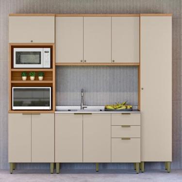 Imagem de Cozinha Completa Selene 10 Portas 2 Gavetas 100% Mdf 810016101 Jequitibá/Off White - Linea Brasil