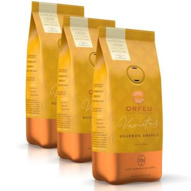 Imagem de Café em Grãos Orfeu Bourbon Amarelo Kit 3 Pacotes de 250g