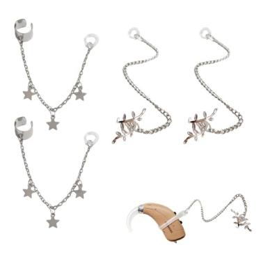 Imagem de DeaHea Pacote com 4 clipes de aparelho auditivo universal anti-perda suporte protetor de cordão BTE brinco clipe gancho pulseira brincos de corrente para idosos adultos recarregáveis aparelhos