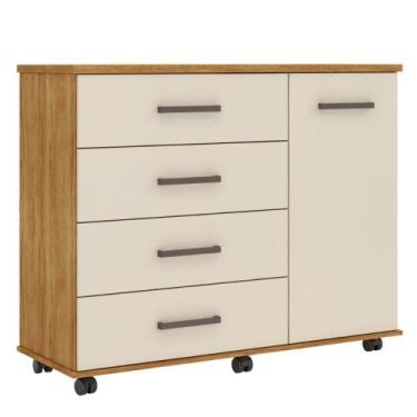 Imagem de Cômoda Flora 1 Porta e 4 Gavetas - Demóbile, Cinamon Touch/Off White