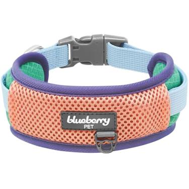 Imagem de Blueberry Pet Coleira de cachorro leve acolchoada de malha vibrante em menta e coral, grande, pescoço 45,7-66 cm