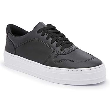 Imagem de Tênis Tenehi Feminino Preto Básico Sola Baixa Casual e Confortável (preto, BR, Adulto, Numérico, 33)