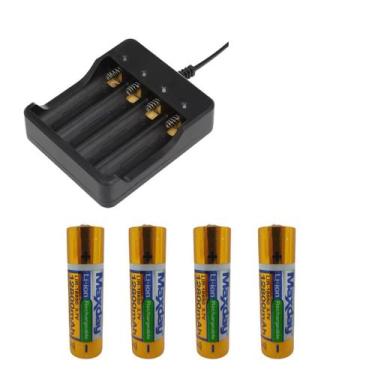 Imagem de Kit 1 Carregador Duplo De 4 Slot Bateria 26650 Mais 4 Bateria De Grand