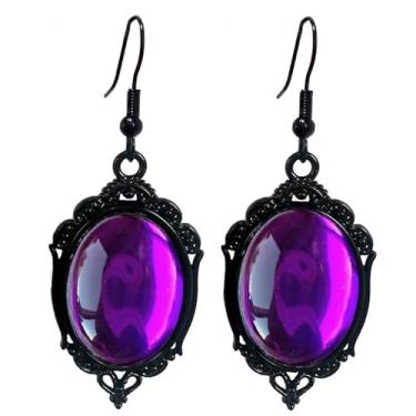 Imagem de Brincos de cristal gótico Stardust Camafeu, vintage vermelho roxo cristal joia gota pedra estilo punk escuro Satanás Demônio Halloween joias para mulheres, Large, Cobre Vidro, Sem pedra preciosa