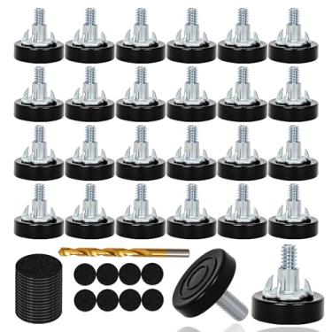 Imagem de Eunenete 12 peças de niveladores de pés de móveis com rosca de 0,65 cm, pés de nivelamento de móveis com porcas em T, adequados para mesas, armários, cadeiras, pernas de banco (pacote com 24 unidades
