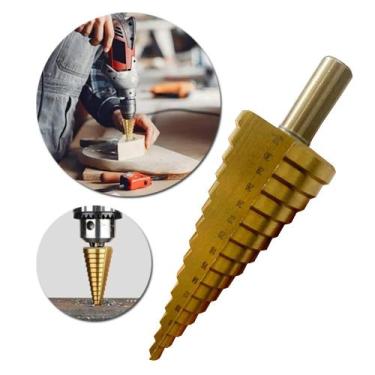 Imagem de Broca Escalonada Conica HSS Aço Rápido 4 á 32mm Profissional Titanio E