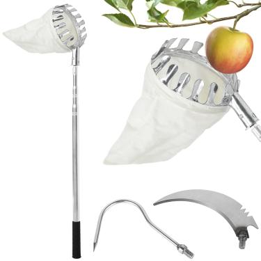 Imagem de KHZSPP Apanhador de frutas, com saco de pano, alça ajustável de até 1,5 m, colheitadeira de frutas, ferramenta ergonômica leve para colheita de frutas para cereja, laranja, limão e pera