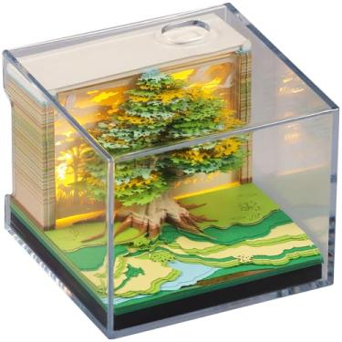 Imagem de Calendário de 2025 com arte bonita, bloco de notas decorativo, calendário de mesa, 3D, com LED, prático bloco de notas para decoração de mesa