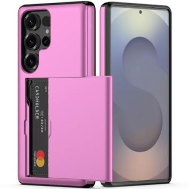 Imagem de Nvollnoe Capa para Samsung S25 Ultra com suporte para cartão, camada dupla, capa protetora resistente, compartimento oculto para cartão, capa carteira fina para Samsung S25 Ultra de 16,9 cm (rosa