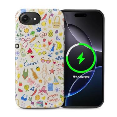 Imagem de casesok Capa para iPhone 16e, compatível com MagSafe, capa rígida de camada dupla + capa de silicone, proteção de corpo inteiro à prova de choque para iPhone 16e-Colagem de férias de verão na praia e