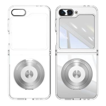 Imagem de Capa para Galaxy Z Flip6 com suporte magnético giratório, transparente, proteção à prova de choque (para Galaxy Z Flip6/transparente)