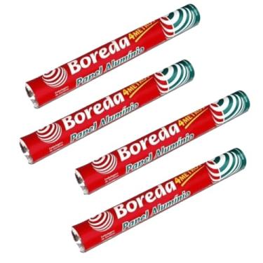 Imagem de Kit com 4 Rolos Papel Alumínio, 30 cm x 4 metros, Alta Qualidade para Cozinha