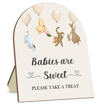 Imagem de Placa de decoração Hatzelou Winnie The Pooh Baby Shower 23x28cm
