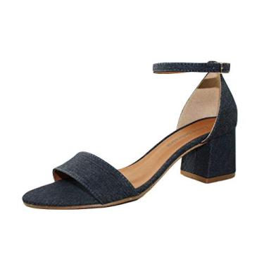 Imagem de Sandália Salto Baixo Grosso Luiza Sobreira Jeans Escuro Mod. 4076