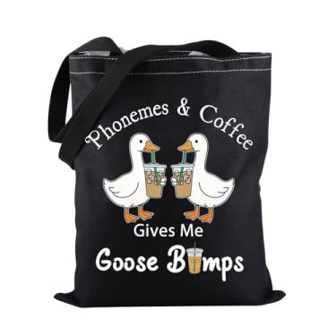 Imagem de PWHAOO Sacola de fonemas e café para fonemas e cafés, bolsa de presente SLP para professores, Bolsa Goose Bumps