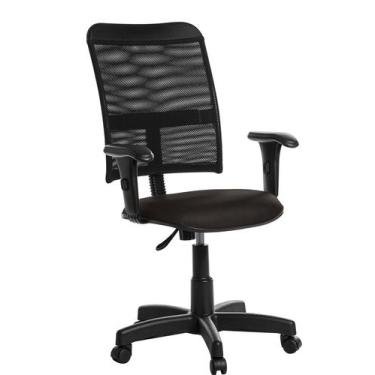 Imagem de Cadeira de Escritório Giratória Tela Mesh com Braço - Preto - Goldflex