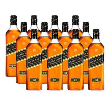 Imagem de Whisky Escoc??s Johnnie Walker Black Label 12 anos 1 Litro Caixa com 12 unidades