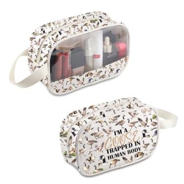 Imagem de BDPWSS Bolsa de maquiagem de ganso presente para amantes de ganso I'm A Goose Trapped in a Human Body Silly Gooses Gift Animal Lover Bolsa com zíper, Goose Trapped MB