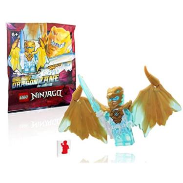 Imagem de LEGO NINJAGO Minifigura Cristalizada - Zane (Dragão Dourado) com Asas e Espada do Dragão