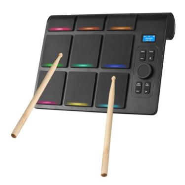 Imagem de Domary Tambor de Mesa Conjunto Com 2 Alto -falante 9 Almofadas Iluminação Colorida Suporta Bt Midi Várias Conexões de áudio LCD Display Ajustável Sensibilidade Padrões de Bateria