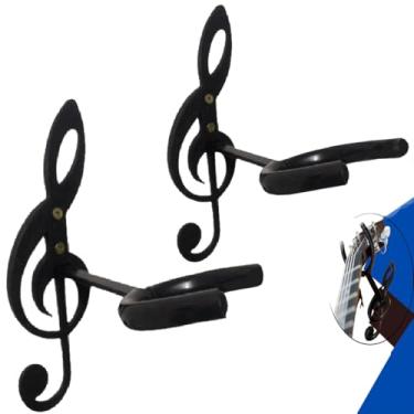 Imagem de Kit Com 2 Suportes de Pendurar Violão Na Parede; Guitarra; Uculelê; Baixo; Violao;Cavaquinho;Violino
