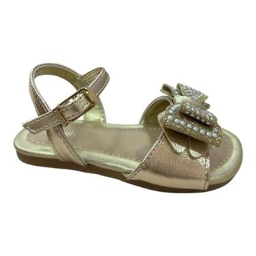Imagem de Sandália Infantil Primeiros Passos Pampili Mili Laço em Strass Dourada (Dourado, BR, Criança de 4 a 8 anos, Numérico, P, 22)