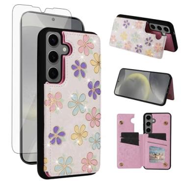 Imagem de Asuwish Capa de celular para Samsung Galaxy S25 Plus S25+ 5G capa carteira celular com protetor de tela flor luxuosa couro PU suporte para cartão de crédito suporte S25Plus 25S + S 25 25+ SM-S936U