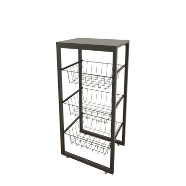 Imagem de Fruteira De Chão Preto Fosco Em Aço Preto